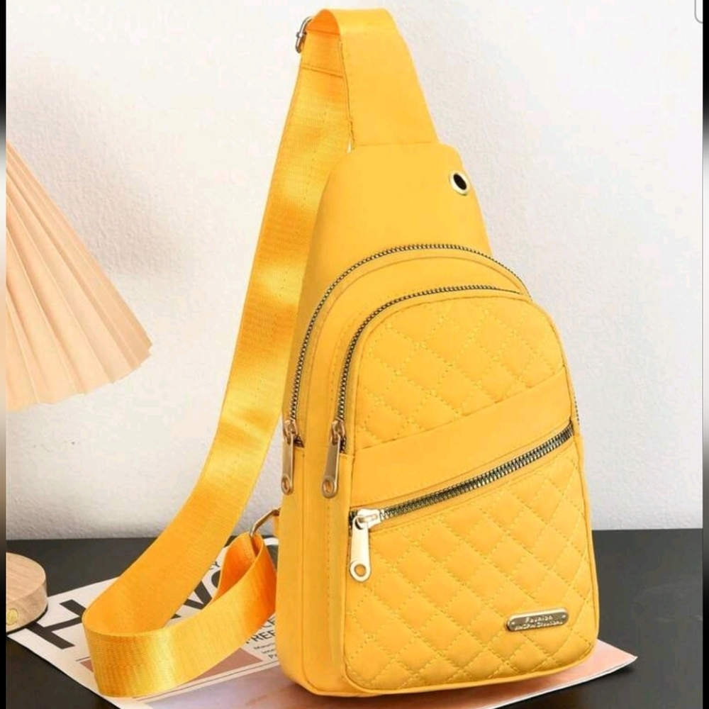 Yellow Quilted Crossbody Bag